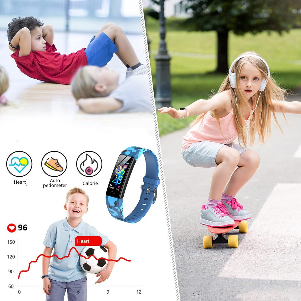 Fun and Functional Kids Fitness Tracker Smartwatch - IP68 Waterproof with 11 Sport Modes, Heart Rate Monitor, and Activity Reminders for Ages 6-16