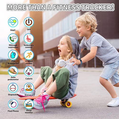 Fun and Functional Kids Fitness Tracker Smartwatch - IP68 Waterproof with 11 Sport Modes, Heart Rate Monitor, and Activity Reminders for Ages 6-16