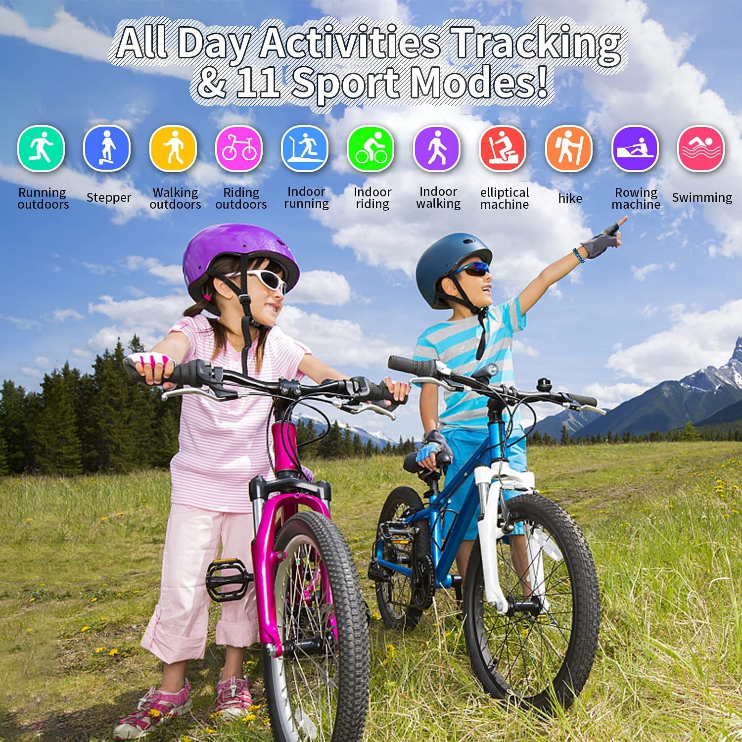 Fun and Functional Kids Fitness Tracker Smartwatch - IP68 Waterproof with 11 Sport Modes, Heart Rate Monitor, and Activity Reminders for Ages 6-16